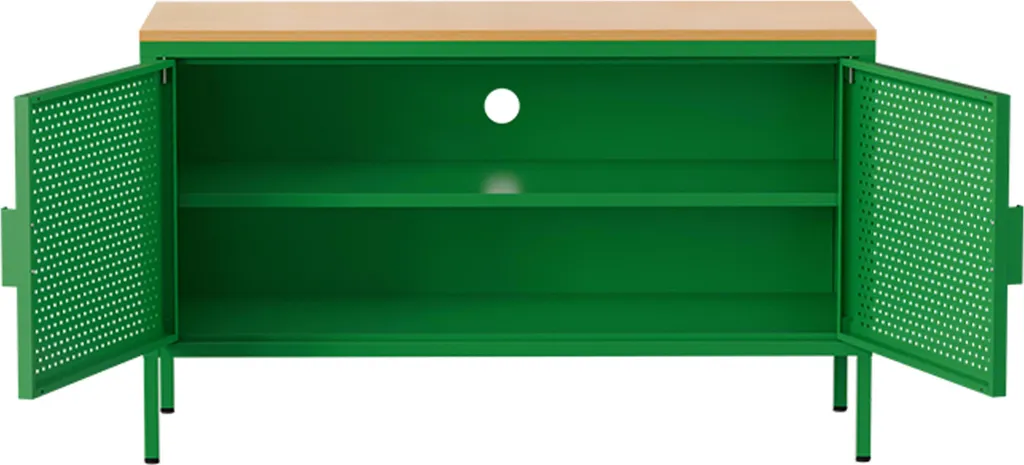 Buffet bas 100 cm métal vert rangement robuste pour petit appartement - 5