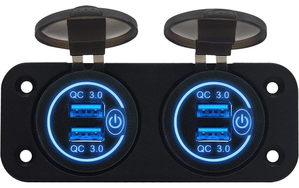 ProRide 12V USB-Steckdose 4 Ports mit Schalter – 2-fach Produktbild 