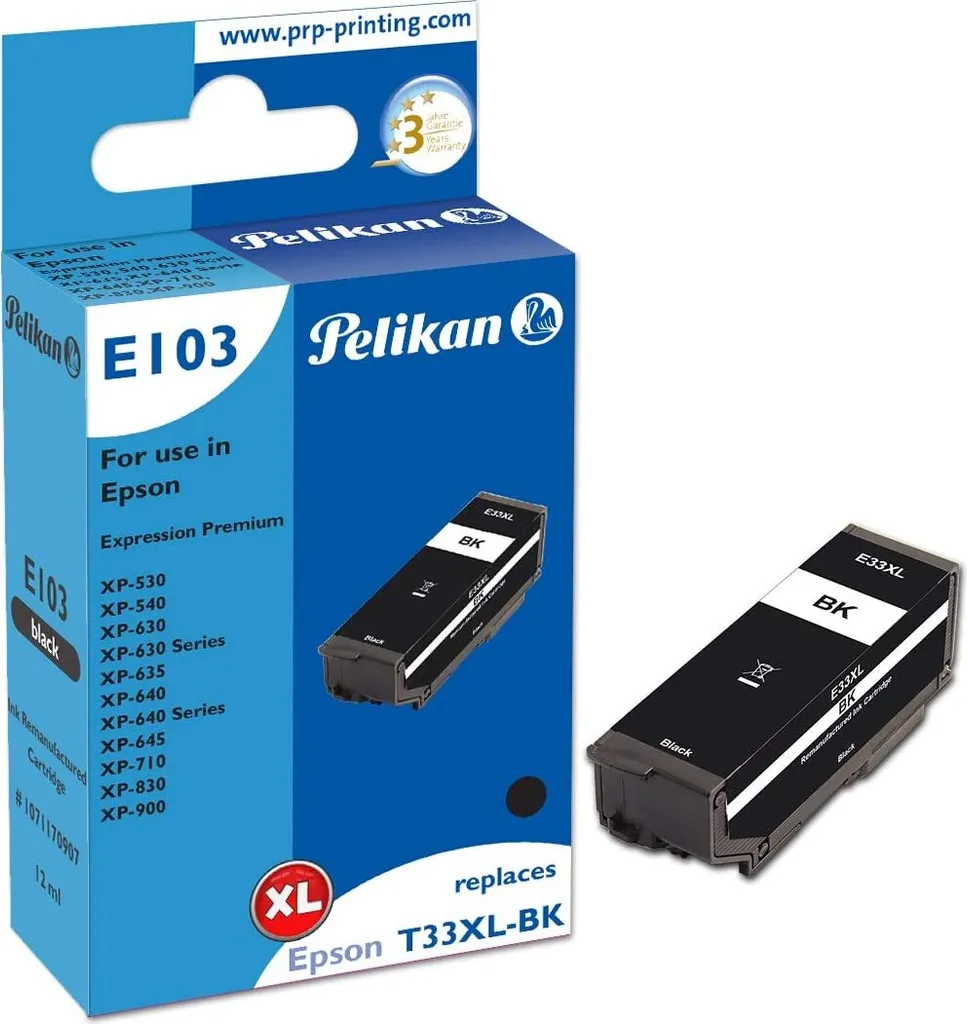Cartouche d'encre noire T33XL Pelikan 12ml pour impression nette et pro