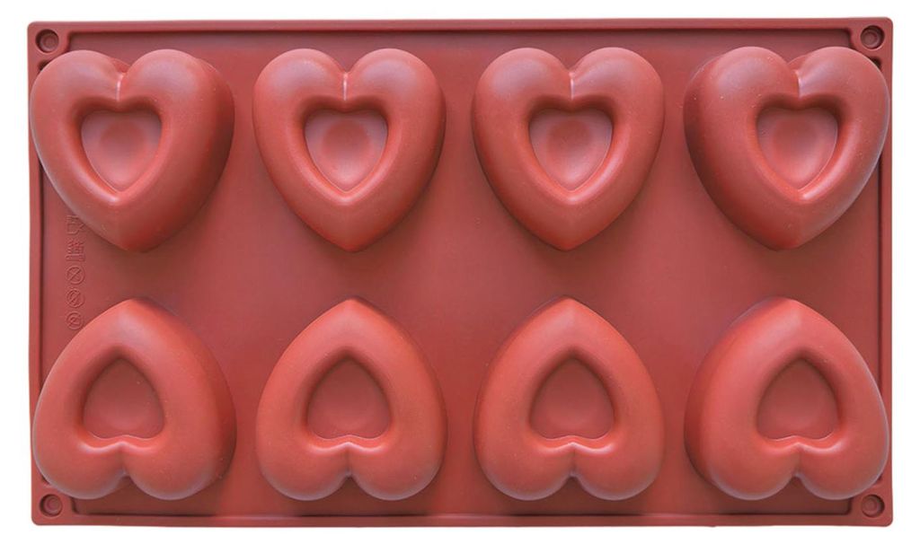 Herzförmige Silikonform mit 8 Mulden für Schokoladenkuchen, Seife und Kerzen – flexibel, leicht zu lösen – ideal zum Backen in Küche, Haush...