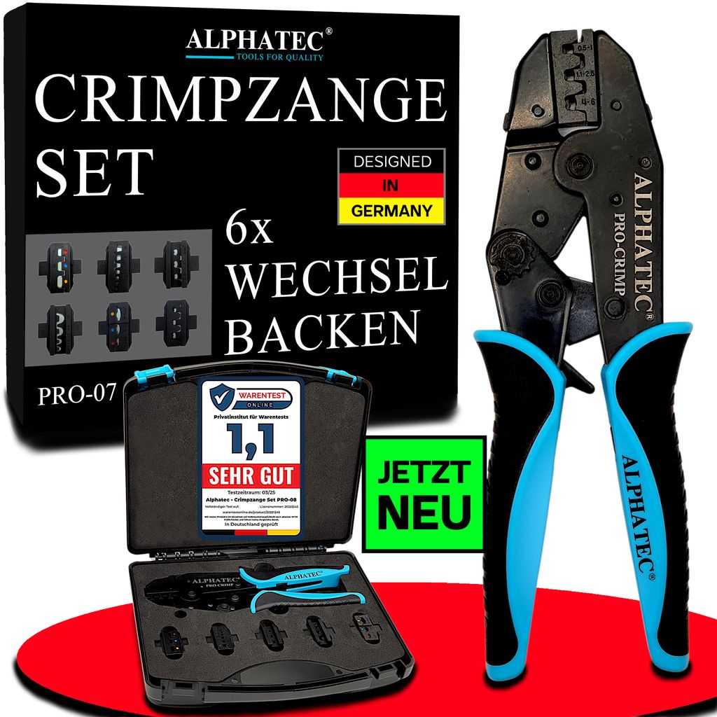 ALPHATEC® Crimpzange Set mit Wechselbacken [0,25-10mm²] Produktbild 