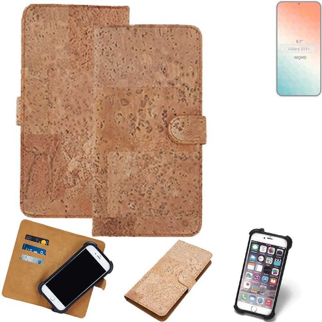 K-S-Trade Hülle kompatibel mit Samsung Galaxy S24+ Kork Handyhülle Cover Schutzhülle TPU Case Bumper in Hellbraun, (1x)