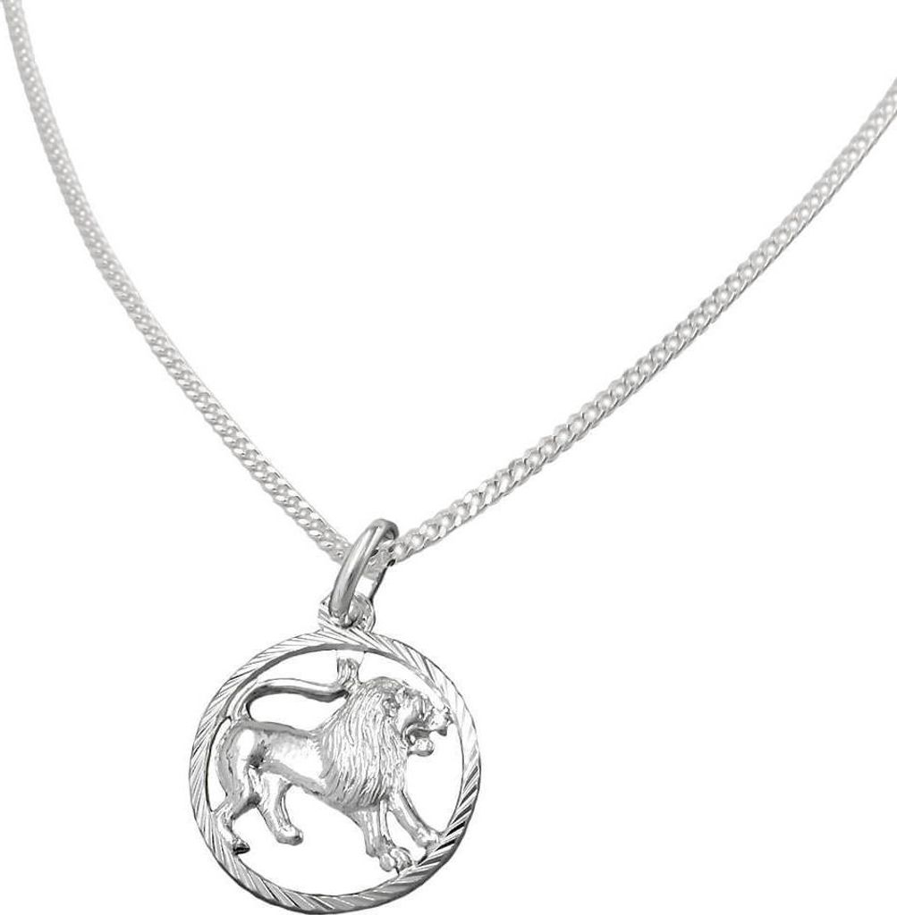 Anhänger Sternzeichen Löwe mit 1,4mm Flachpanzer-Kette aus 925 Silber 45cm