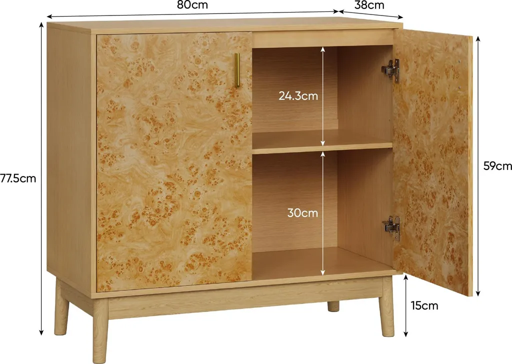 Buffet bois massif avec étagères modulables et pieds robustes - Rustik