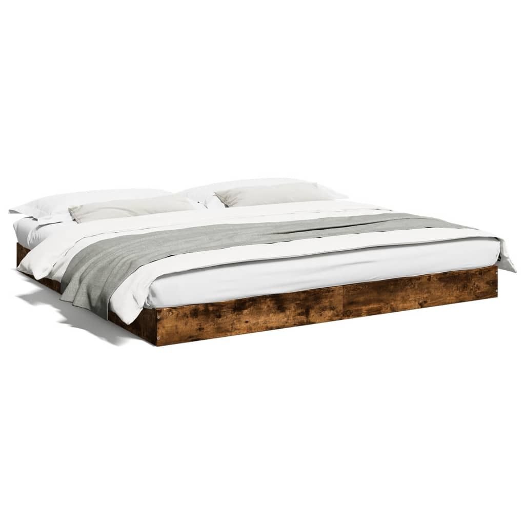 vidaXL Cadre de lit sans matelas chêne fumé 180x200 cm bois Image du produit 