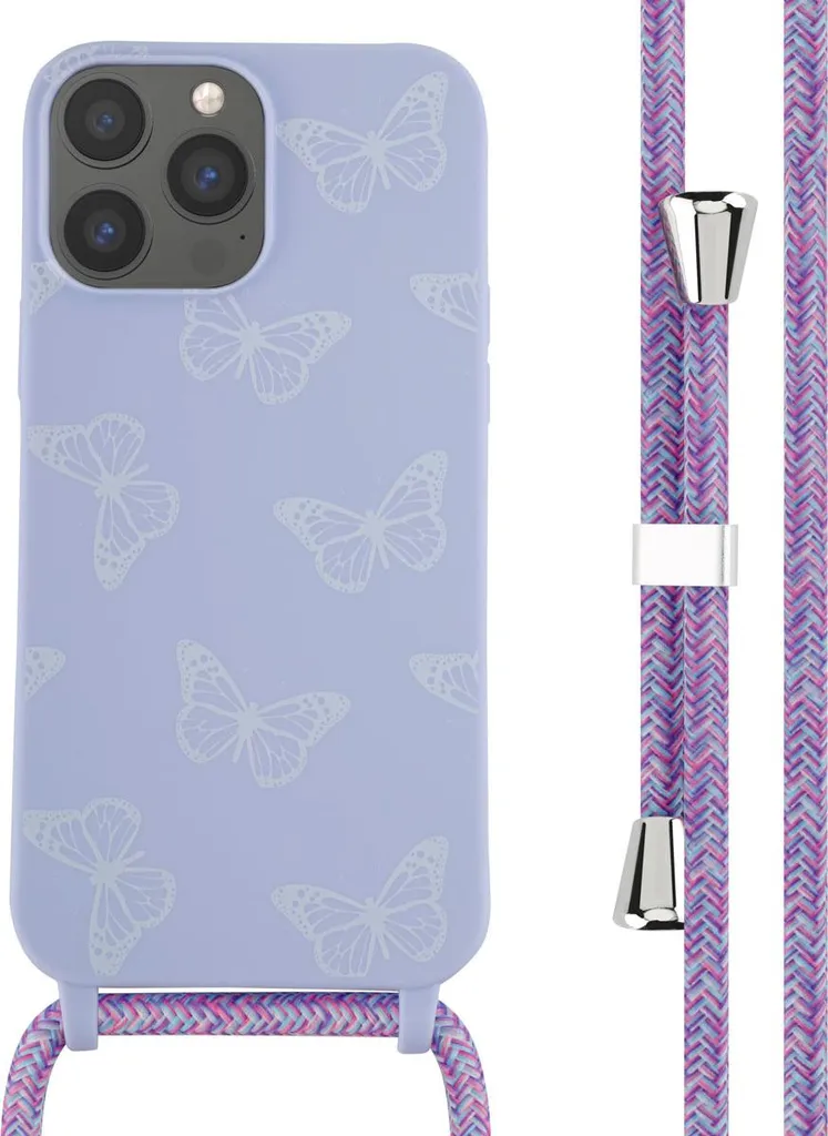 Custodia Per IPhone 12 Pro Max Con Cordino Da Collo Regolabile – Morbida TPU Viola, Protezione Antiurto E Tracolla Rimovibile 1,5m