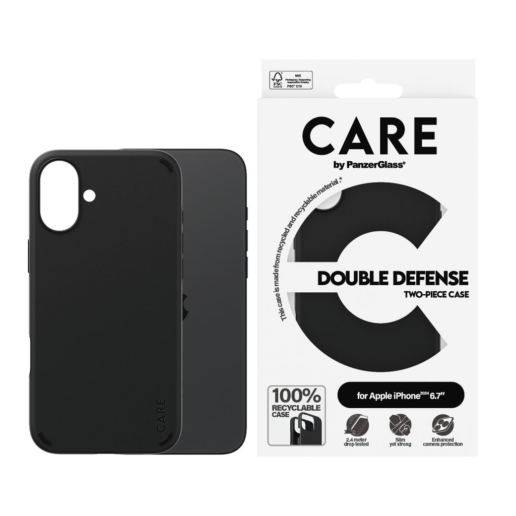 CARE Case Feature Double Defence Black iPhone 16 Plus