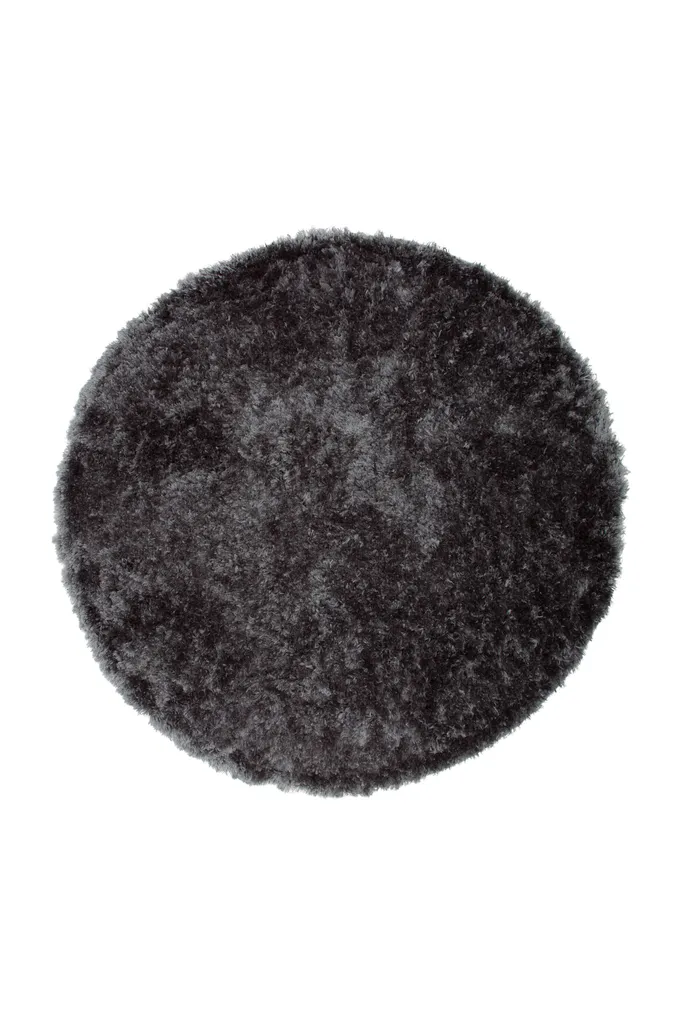 Tapis Natta gris foncé Ø200 cm, polyester ultra doux et facile d'entretien