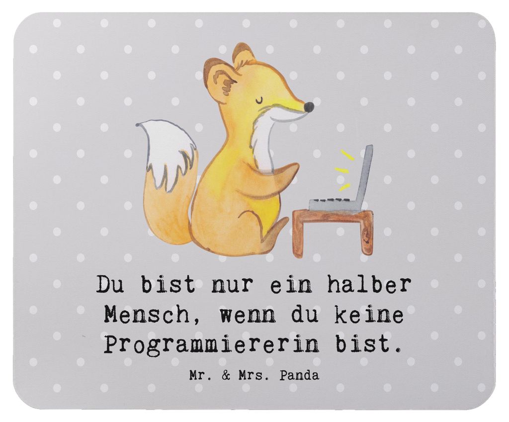 Mr. & Mrs. Panda Mouse Pad Programmiererin Herz - Grau Pastell - Geschenk, Nerd, Softwareingenieurin, Computerfreak, Mauspad, computer mousepad, la...