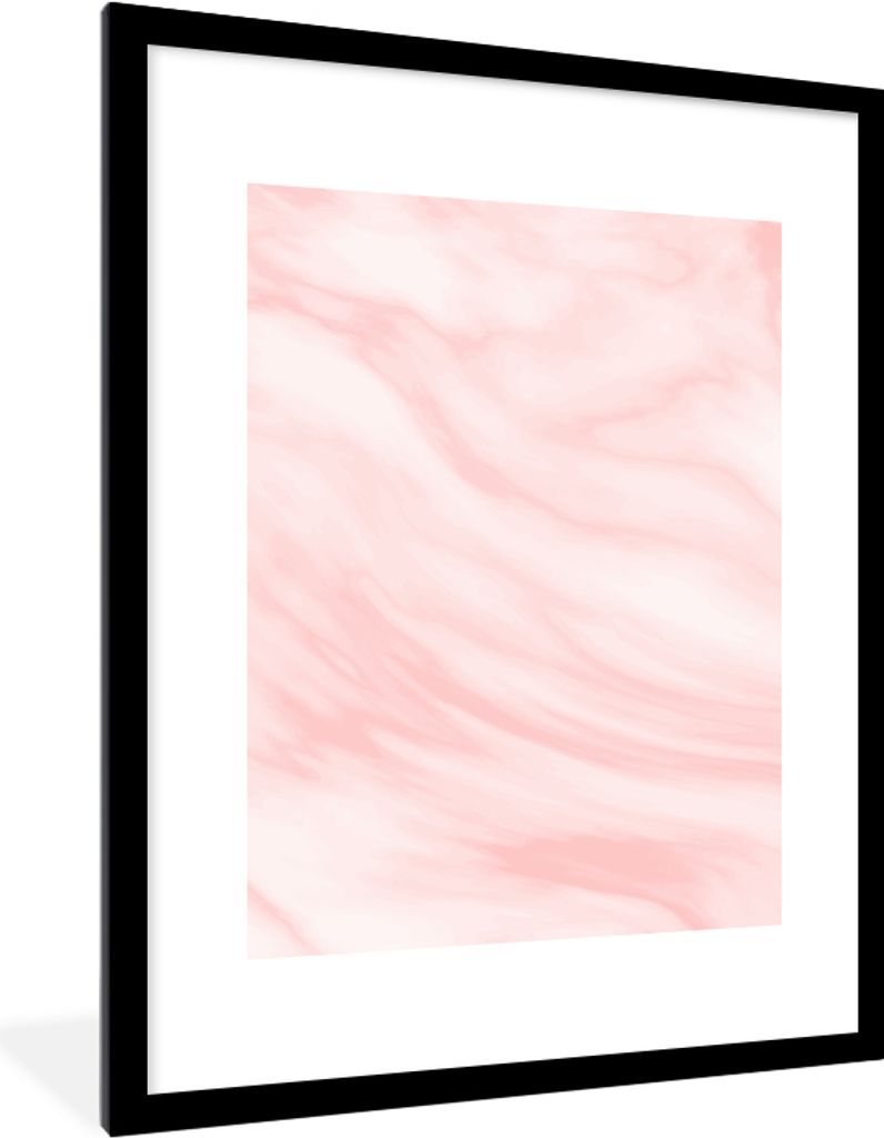 MuchoWow Gerahmtes Poster Marmor - Rosa - Weiß - Luxus - Marmoroptik 60x80 cm - Poster mit Schwarzem Bilderrahmen Wandposter Rahmen Foto Bilder ...