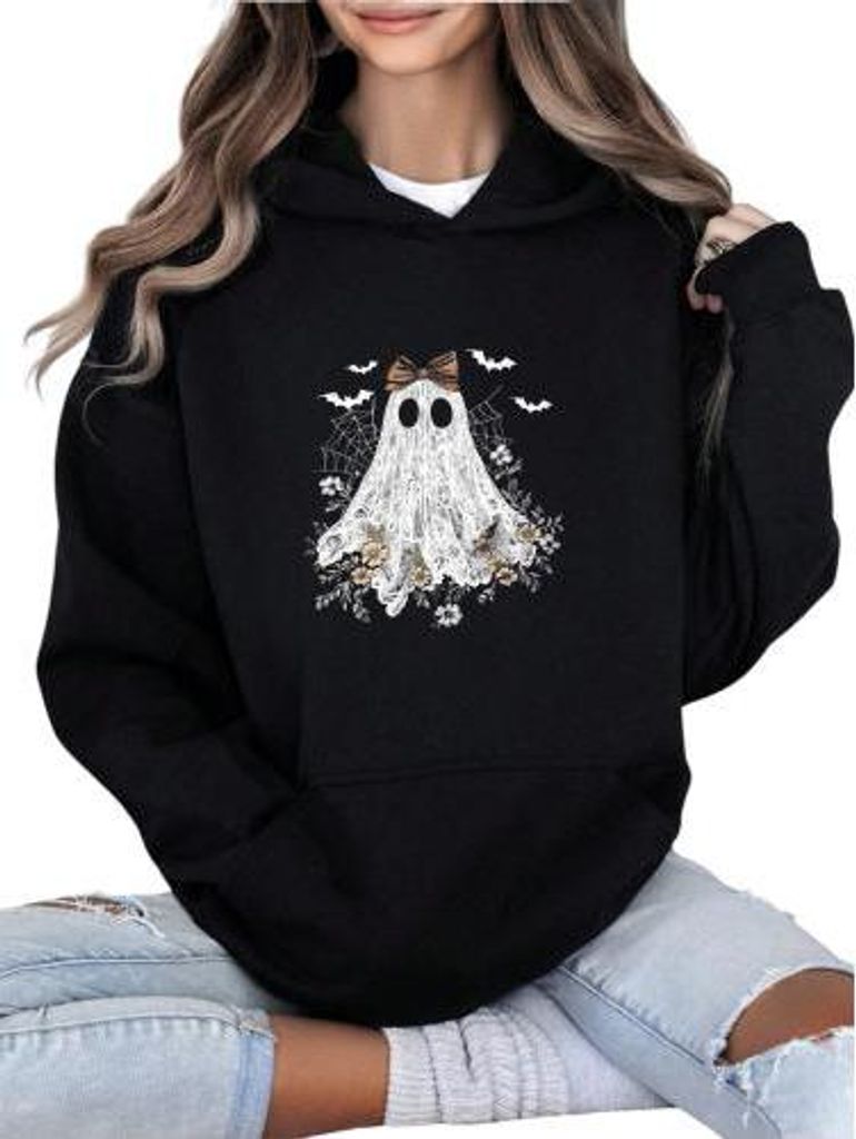 Hoodie Halloween Kostüm Damen, Gruselig Kapuzenpullover, Pullover Sweatshirt Horror Tops, Halloween Pullover Damen Langarmshirt