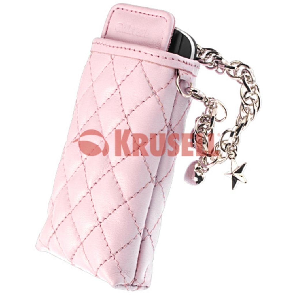Krusell Ledertasche Coco 95119 - Innenmaß: 115 x 58 x 13mm - M - Pink/ Silver