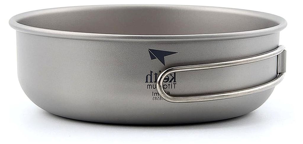 Titan-Schüssel, 300 ml – 600 ml, ultraleicht, Campinggeschirr, Picknick-Schüssel, tragbar, klappbarer Griff (Ti5325-500 ml)