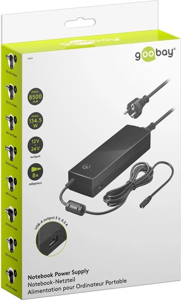 Chargeur PC Portable 134.5W Goobay Haute Puissance Multi-Embouts - 3