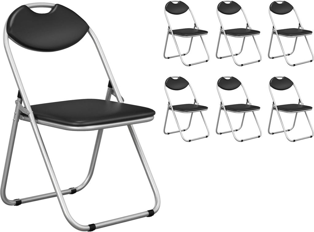 6er Set Klappstühle, Schreibtischstuhl mit mit Metallgestell Gepolstertem Sitz, Gaestestuhl Faltbar, bis 115 kg Belastbar, Besucherstuhl für Hoch...