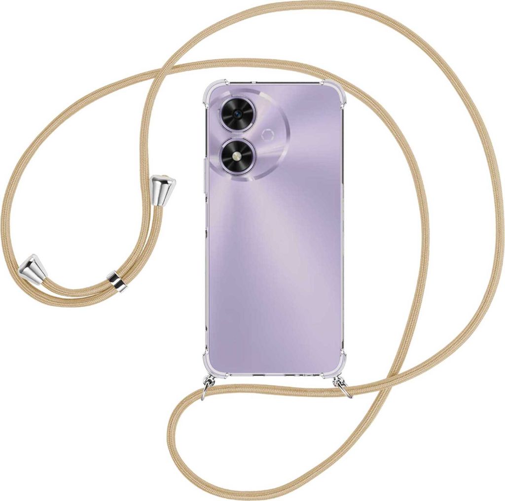 Handykette Backcover-Schutzhülle mit Band (Metall silberfarben) für Honor Play 50 5G / Play 50m 5G - caramel