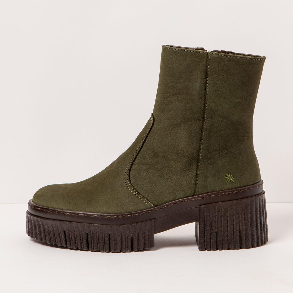 Art Schnürstiefel mit hohem Absatz Damen 1374 NOBUCK KAKI/YORK Farbe Grün