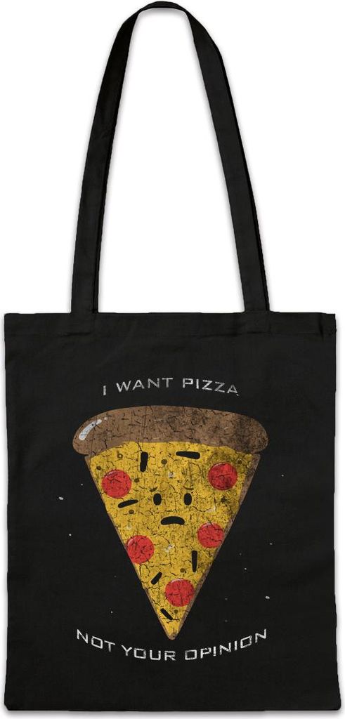 Urban Backwoods I Want Pizza, Stofftasche, Farbe: Schwarz