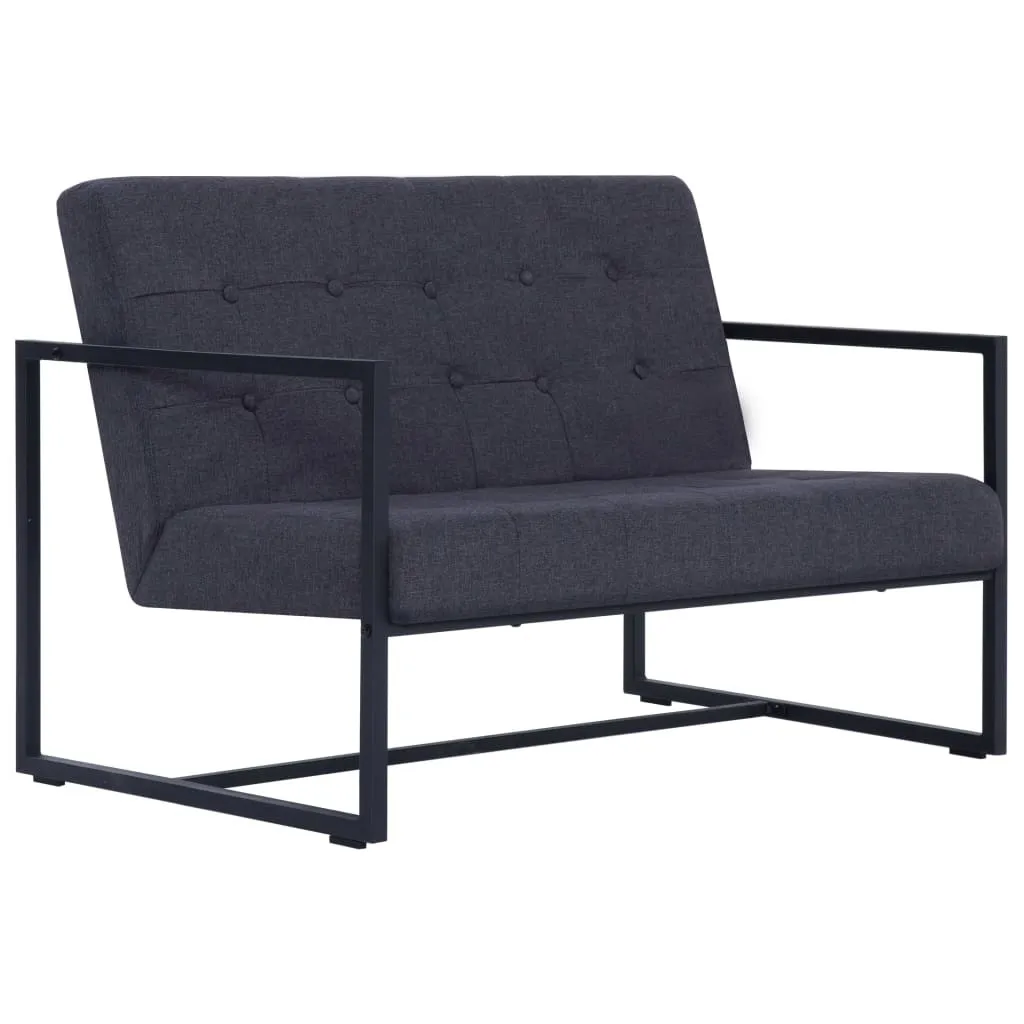 Canapé 2 places en tissu gris foncé vidaXL avec structure en acier