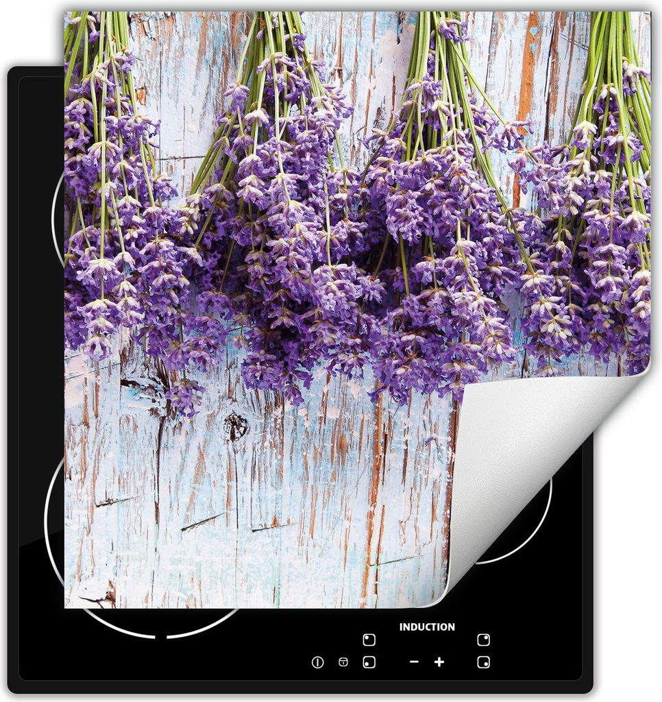DarHaus Herdabdeckplatte 50x52 cm Anti Rutsch Matte Aufrollbar, Holz - Lavendel