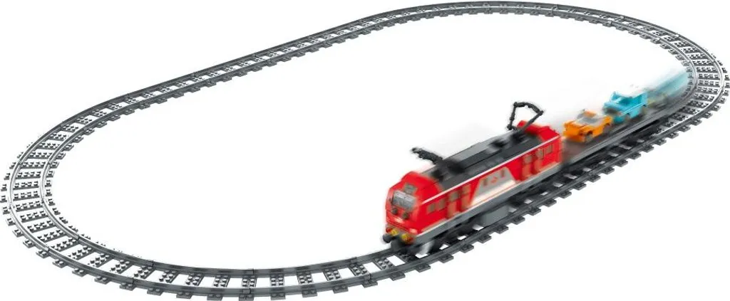 Coffret train rouge avec wagons : un ensemble ferroviaire en briques