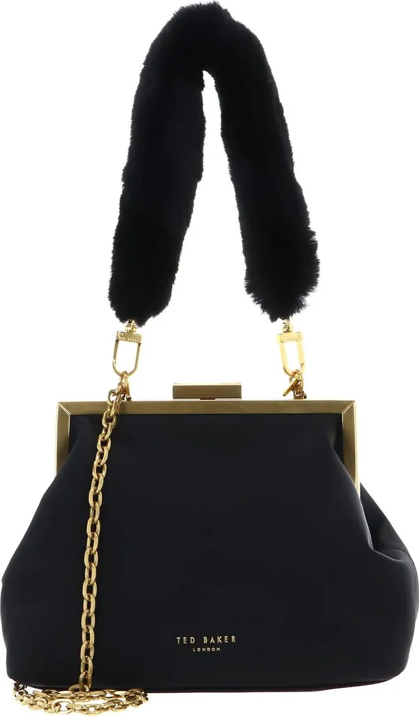 Sac de Mariage Noir en Satin et Fourrure Ted Baker pour Tenue Chic