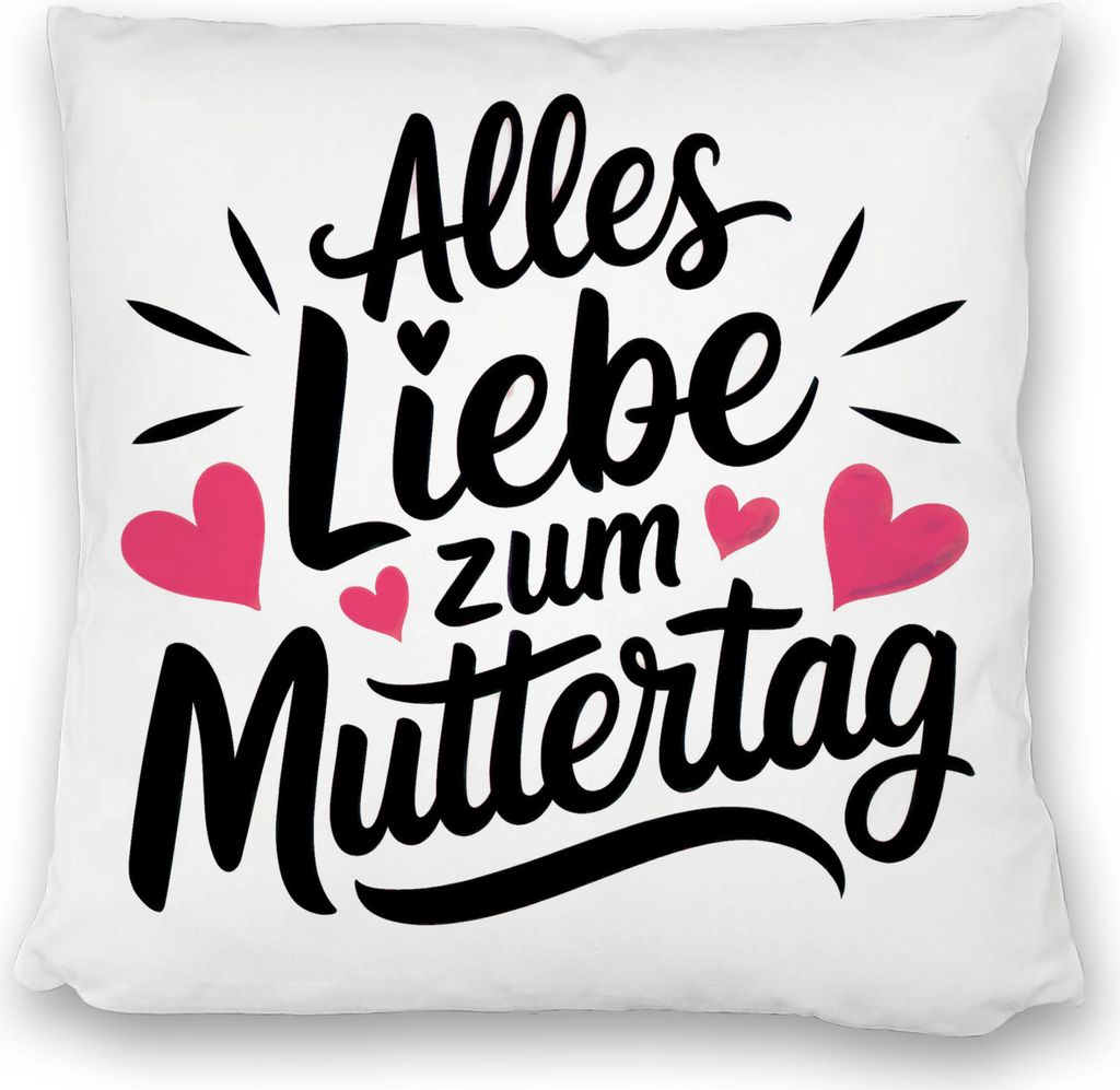 Alles Liebe zum Muttertag Kissen satiniert mit Herzen