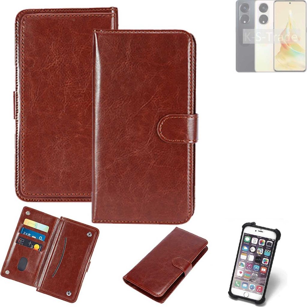 K-S-Trade 360° Hülle kompatibel mit Oppo Reno8 T braun Kunstleder Case BookCase WalletCase Kunstlederederhülle Handyhülle, Rundumschutz Bumper