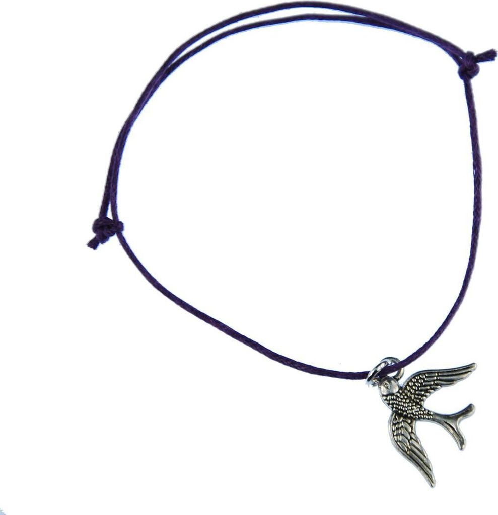 Schwalbe Armband Anhänger Miniblings Glücksarmband verstellbar Vogel lila silber