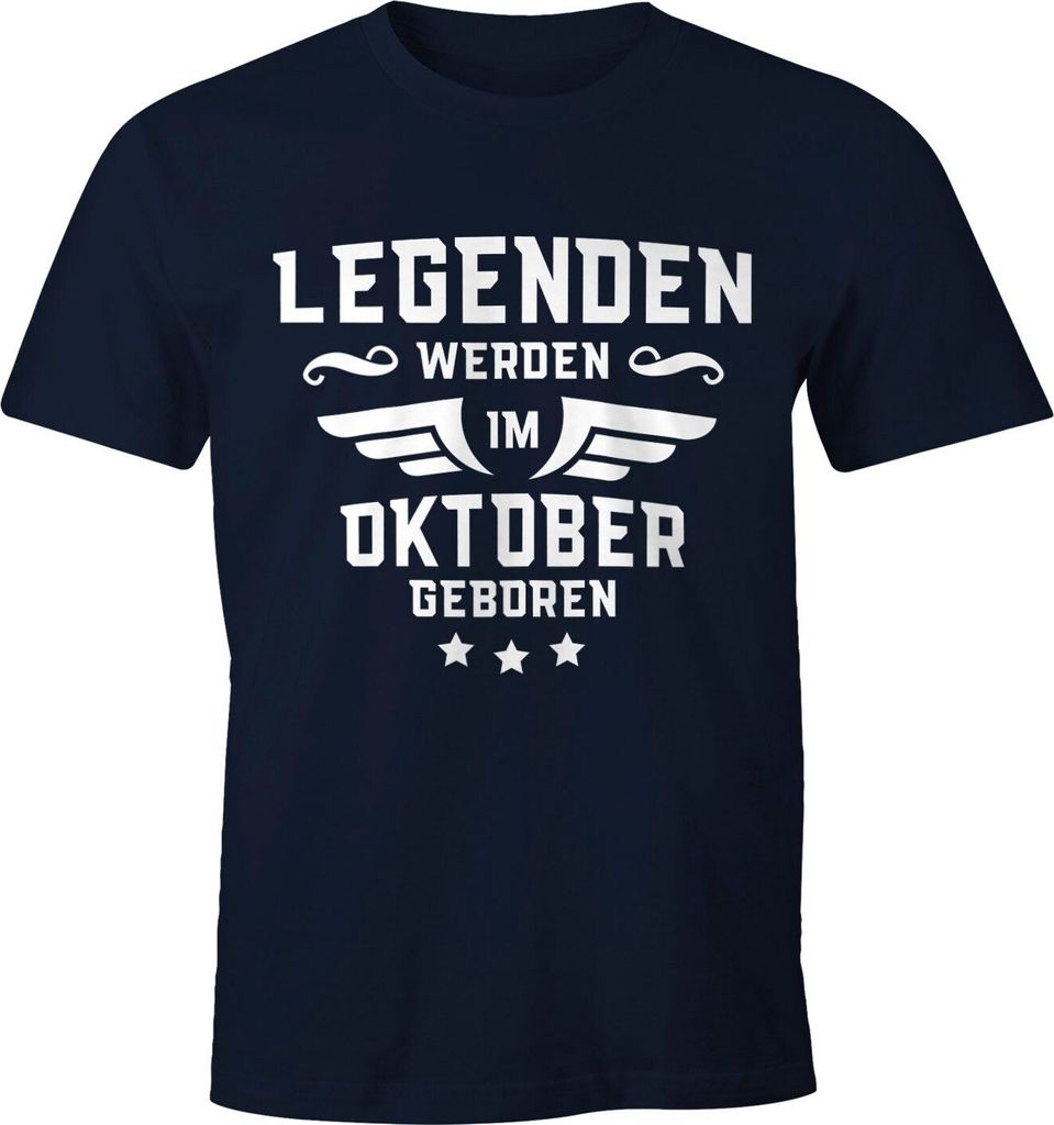 Legenden werden im Monat geboren Herren T-Shirt Geburtstag Birthday Legends are born Moonworks Oktober navy XS
