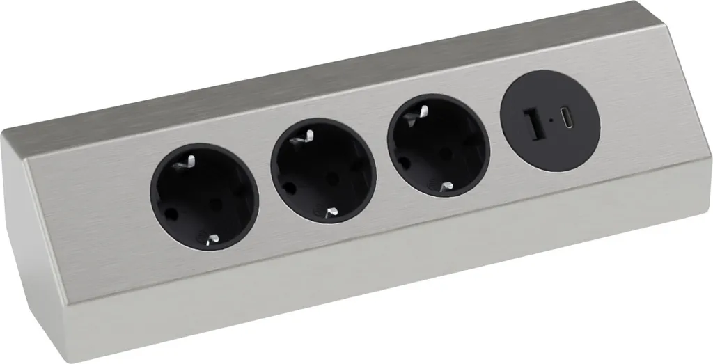 Multiprise d'angle pour plan de travail cuisine 4 prises 230V et USB