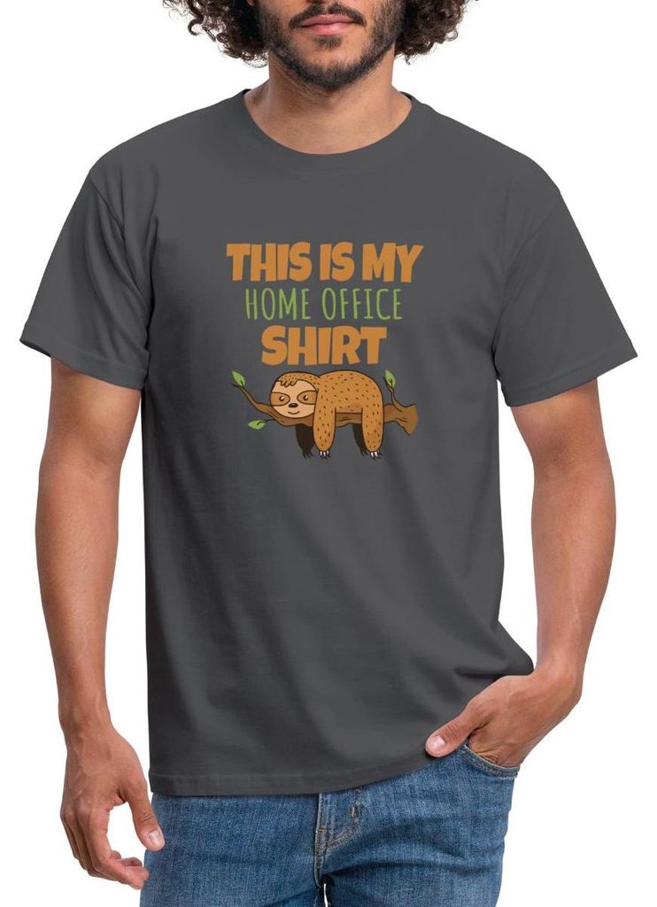 Spreadshirt This Is My Home Office Shirt | Faultier Humor Männer T-Shirt, L, Anthrazit
