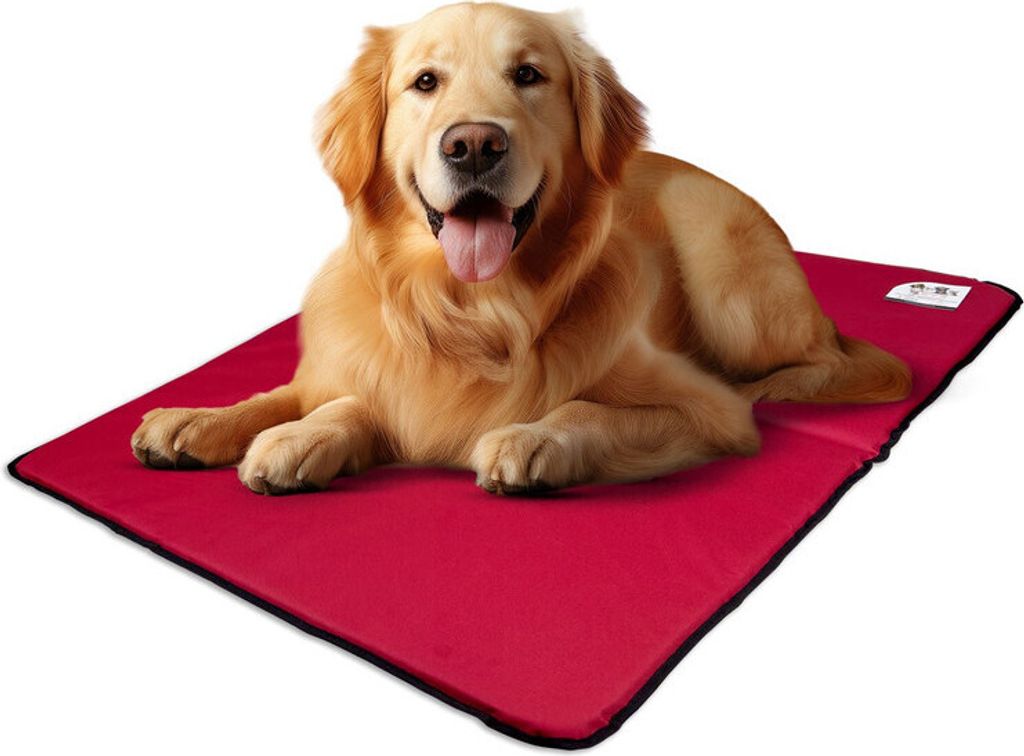 EVE Textile Hundematte Katzenmatte 70x100x2 cm Rot Hundebett Katzenbett Haustiermatte Beidseitig Verwendbar Atmungsaktiv Kühlend Wendbar Leicht