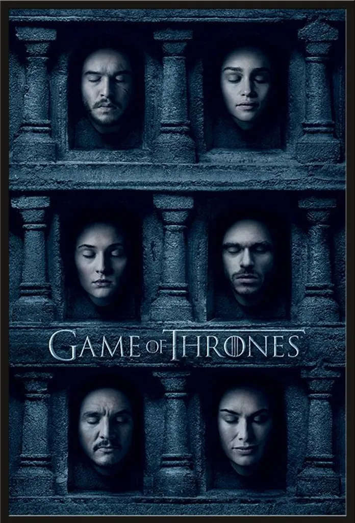Affiche Game of Thrones Hall Of Faces avec Cadre Shinsuke Maxi Noir 61x91