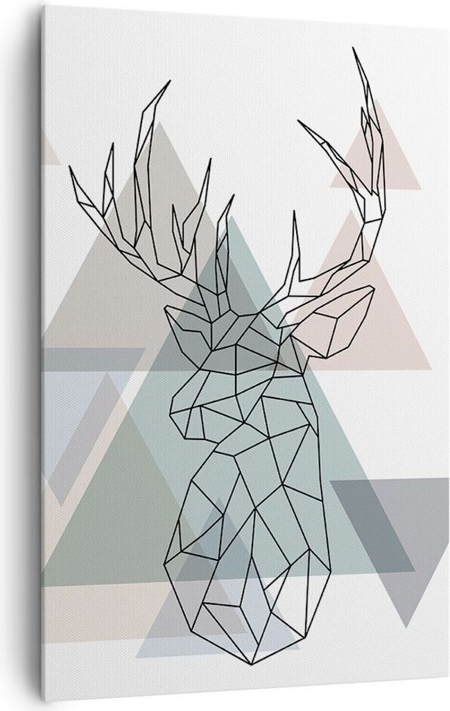 Bild auf Leinwand - Leinwandbild - Einteilig - Hirsch Abstraktion - 80x120cm - Wand Bild - Wanddeko - Wandbilder - Leinwanddruck - Wanddekoration -...