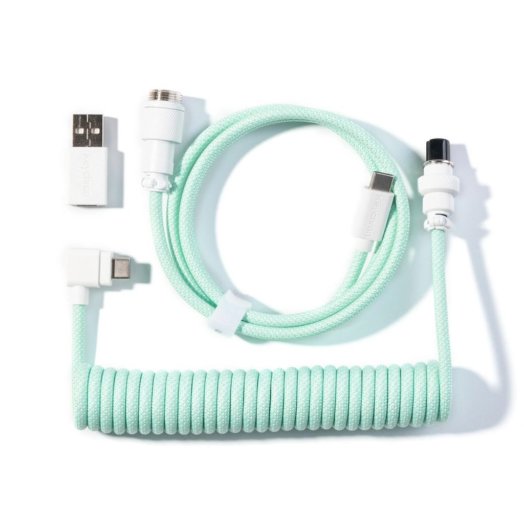 Keychron Coiled Aviator Cable - Spiralkabel für mechanische Tastatur Minze - Gewinkelte