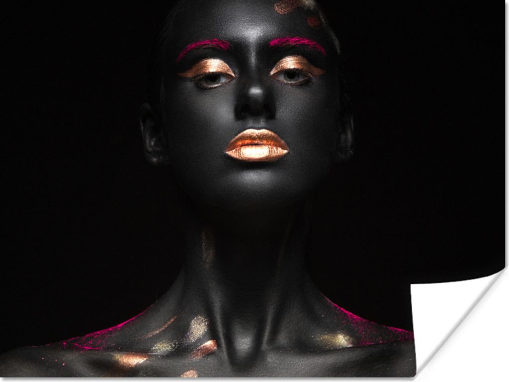 MuchoWow Poster Frau - Rosa - Kupfer - Schwarz 160x120 cm - Foto Plakat