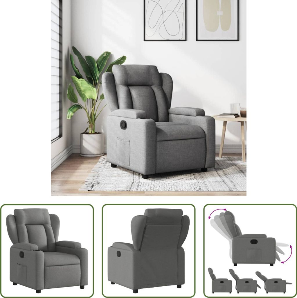 The Living Store Relaxsessel Dunkelgrau Stoff