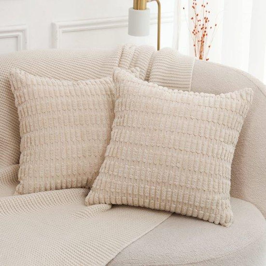Unyqoos Set mit 2 superweichen Boho Kissenhüllen aus Plüsch für Wohnzimmer, 50x50 cm, dekorativ