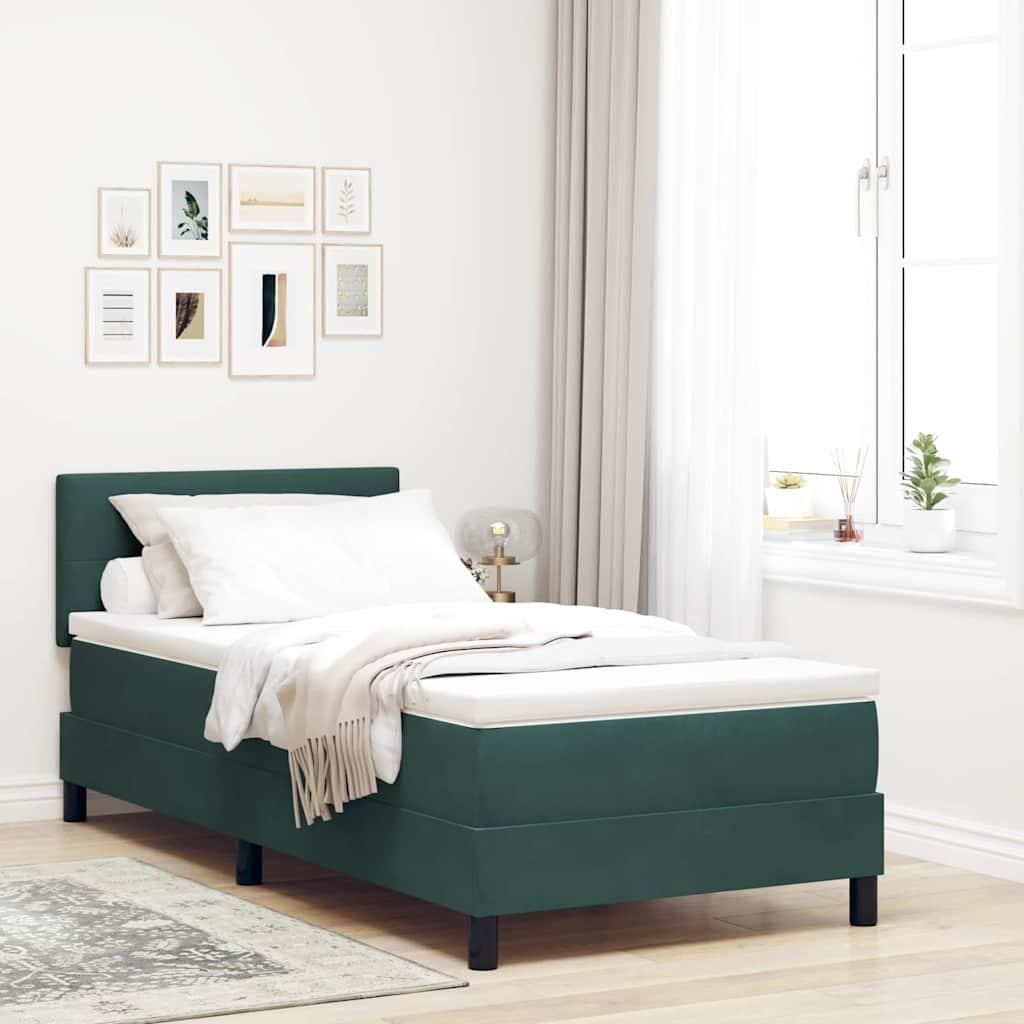 Maison Exclusive - LED Boxspringbett mit Matratze Dunkelgrün 90 x 200 cm Samt