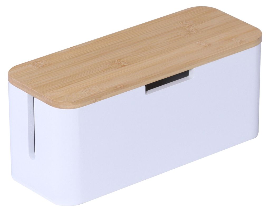 Relaxdays kabelbox voor stekkerdoos, bamboe, met deksel, Productafbeelding 