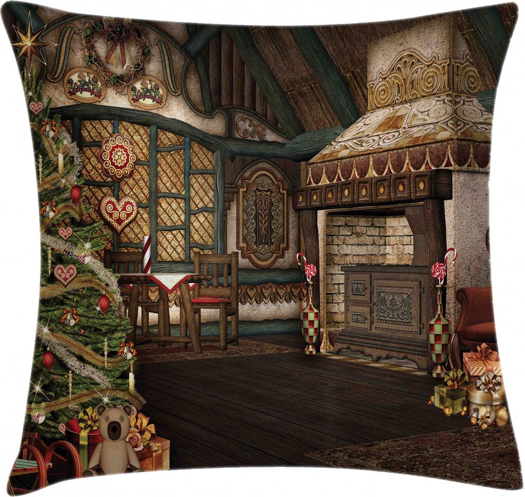 ABAKUHAUS Weihnachten Kissenbezug, Winter Feier, Waschbar mit Reißverschluss Kissenhülle mit Farbfesten Klaren Farben Beidseitiger Druck, 40 x 40...