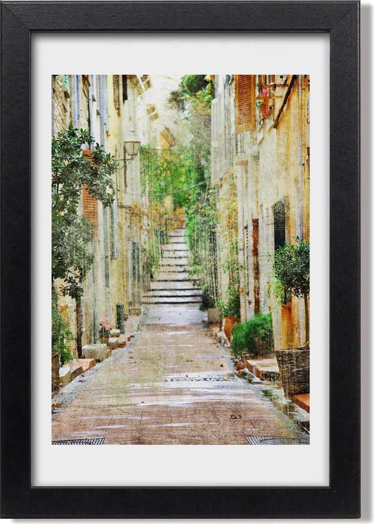 Bild 20x30 MDF-Rahmen, Wandkunst Italienische Straßen