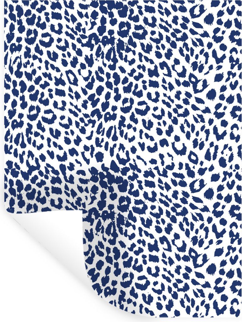 MuchoWow Wandtattoo Wandsticker Wandaufkleber Pantherdruck - Blau - Weiß - Formen 120x160 cm Selbstklebend und Repositionierbar - Wierderverwend...