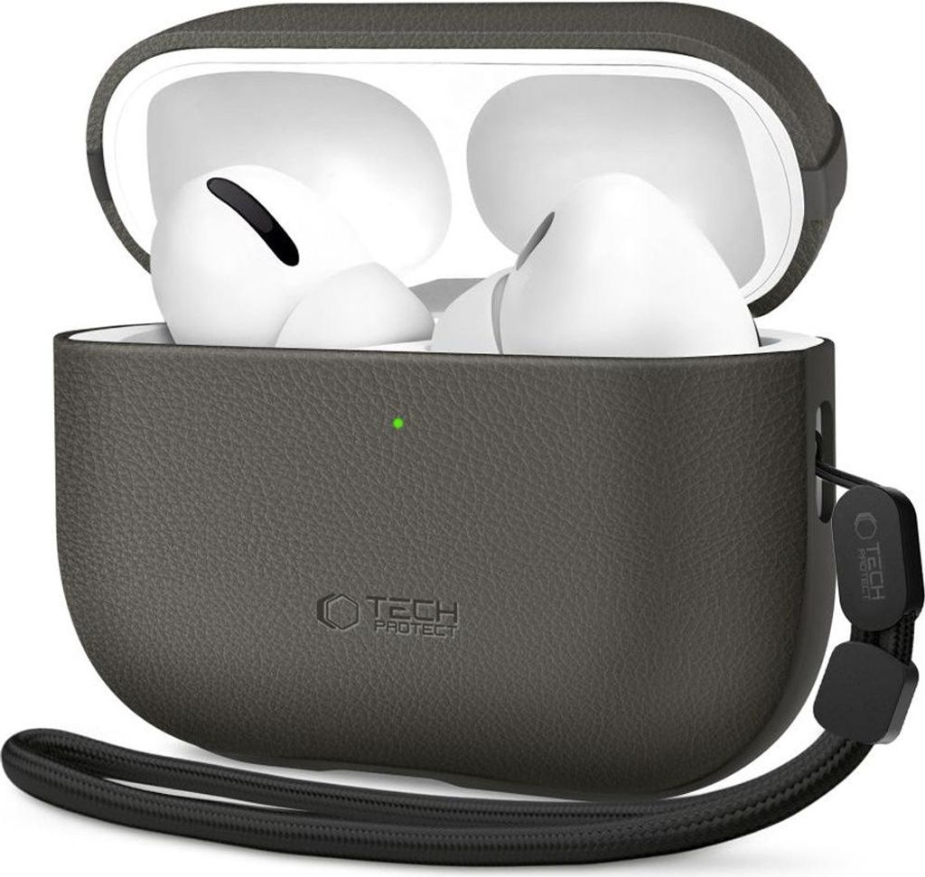 Tech-Protect NaturalFit Lederhülle für AirPods Pro 3 mit Trageband Grün