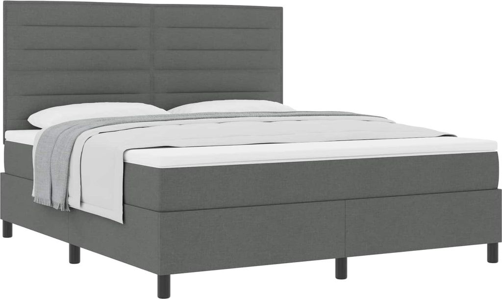vidaXL Boxspringbett mit Matratze Dunkelgrau 180 x 200 cm Stoff