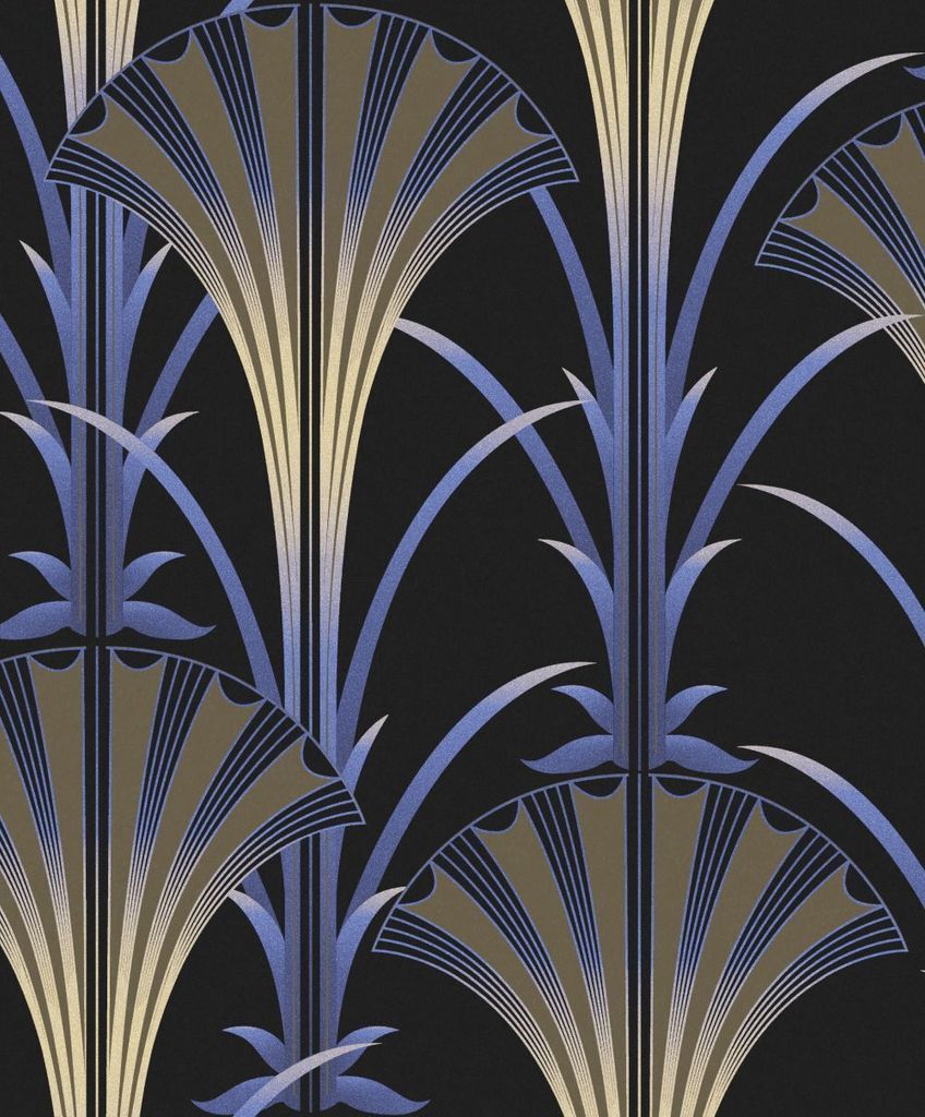 Khroma by Masureel Tapete Art Decó Muster Schwarz - 630002 - 53 cm x 10.05 m