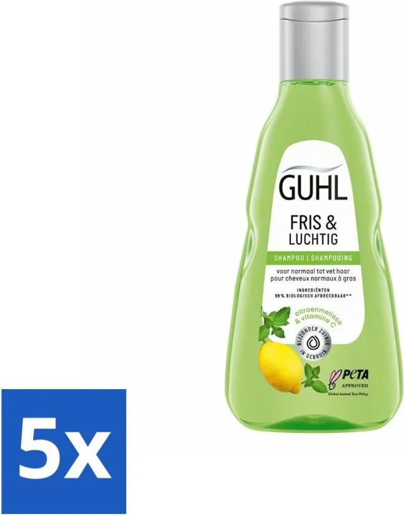 Guhl Shampoo Fresco e Arioso 250ml - Set da 5 Pezzi Offerta Risparmio