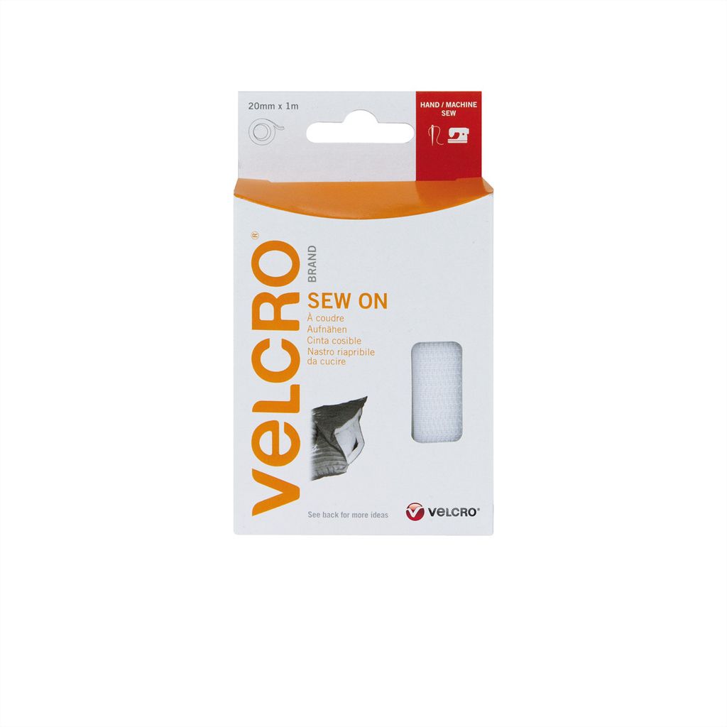 VELCRO Klettband zum Aufnähen, Haken & Flausch 20mm x 1m Weiß