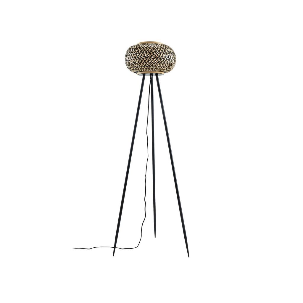 Lindby Stehleuchte Nerys, schwarz, Bambus, Ø 31,5 cm, Tripod